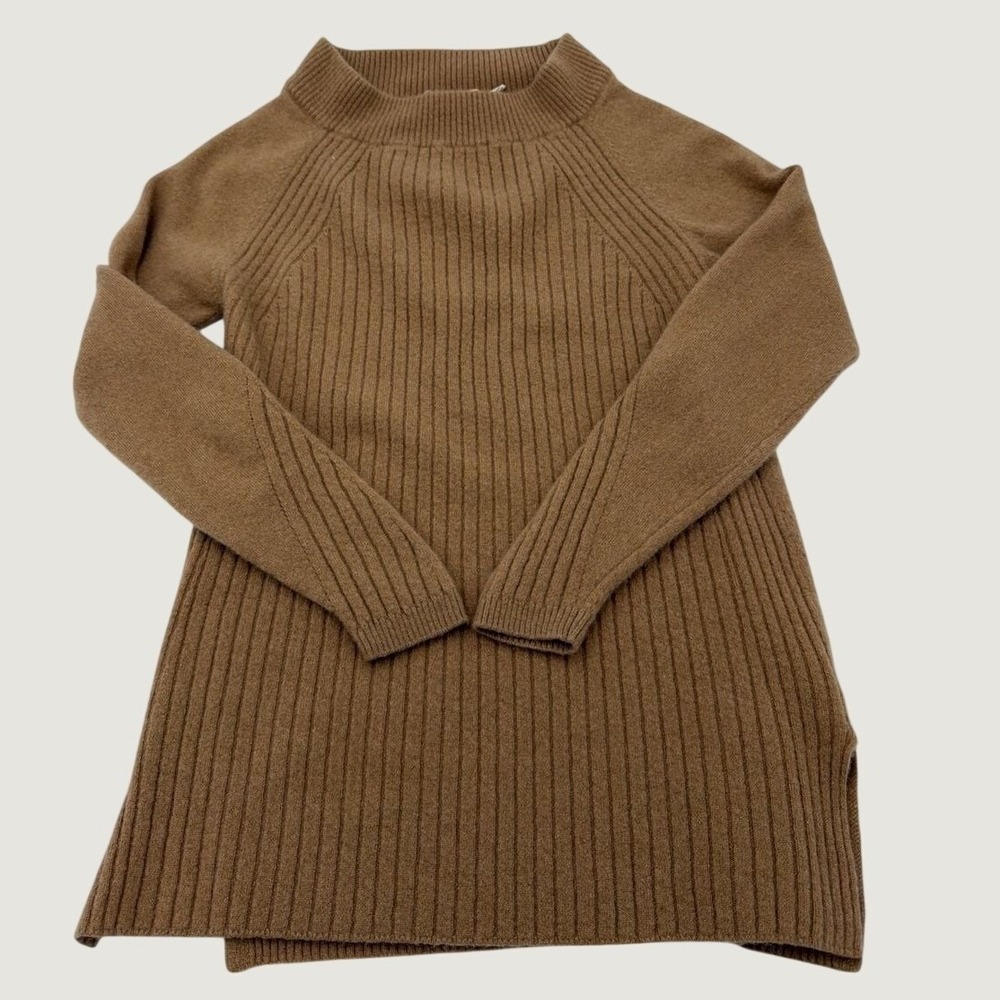 Soft Surroundings Tunic Sweater XS Cashmere Mock Neck Ribbed Brown Pullover